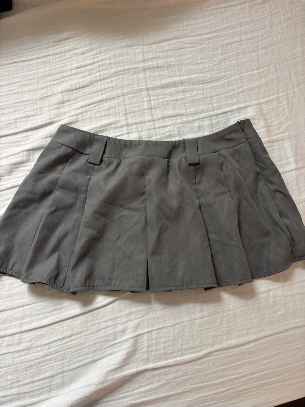 Gray Pleated Mini Skirt